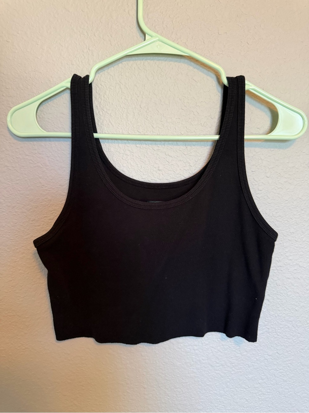 Black Ribbed Crop Tank Top - Women's Basic